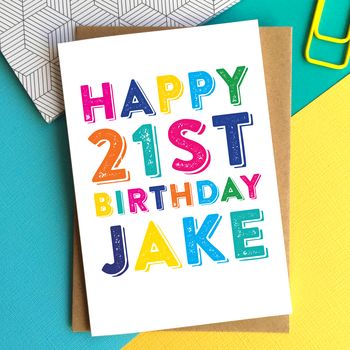 Happy Birthday Colourful Personalised Greeting Card, 4 of 5