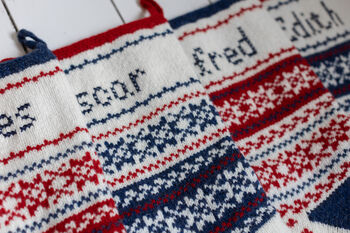 Personalised Oslo Blue Heel Red Christmas Stocking, 2 of 5