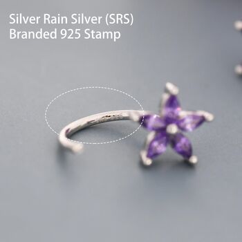 Uncoloured Forget Me Not Flower Cz Huggie Hoop Earrings, 8 of 12