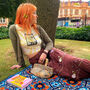 The Sun Tarot Card Tie Dyed Fitted Cropped T Shirt, thumbnail 4 of 5