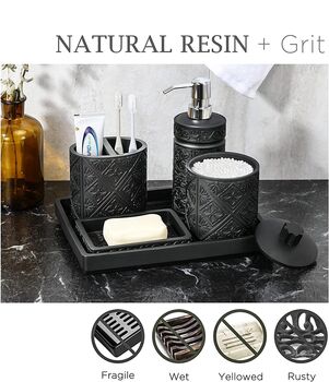 Set Of Five Black Resin Bathroom Accessories, 4 of 8