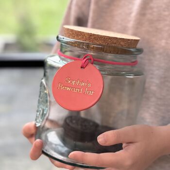 Personalised Leather Marble Jar Label For Kids, 2 of 5