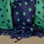 Cashmere Blend Spots Scarf In Green And Navy Blue, thumbnail 3 of 5