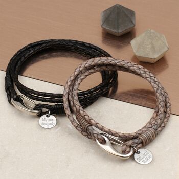 Personalised Leather Triple Wrap Bracelet, 2 of 5