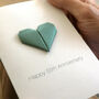Personalised 55th Emerald Anniversary Origami Heart Card, thumbnail 3 of 6