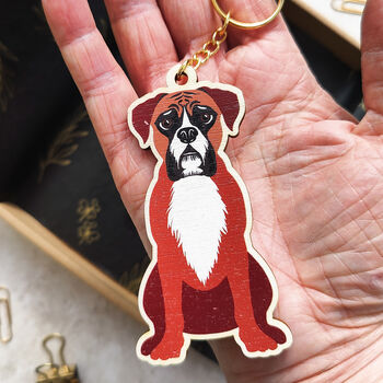 Boxer Dog Wooden Keyring With Optional Christmas Card, 12 of 12