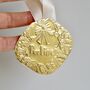 Personalised Handmade Gold Foil Wreath Christmas Decoration, thumbnail 1 of 3
