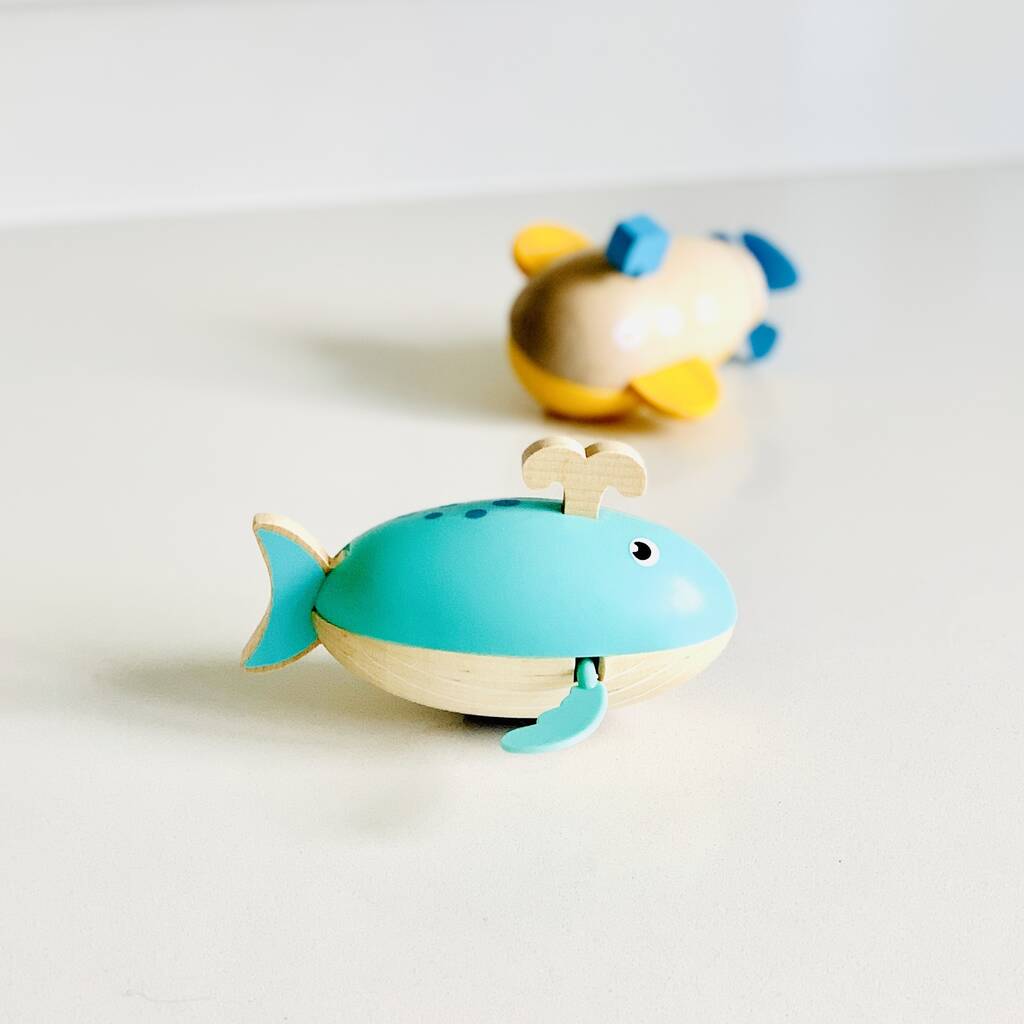 Wooden Wind Up Whale Bath Toy By Little Baby Company