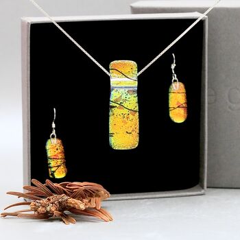 Autumn Coloured Glass Pendant And Silver Necklace, 4 of 12