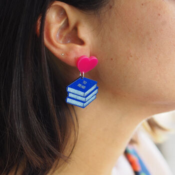 Book Stack Acrylic Dangle Earring, 4 of 6