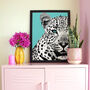 Turquoise Leopard Animal Wall Art Print, thumbnail 1 of 4