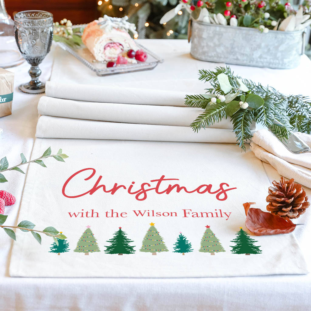Christmas Trees Personalised Family Table Runner, 1 of 6