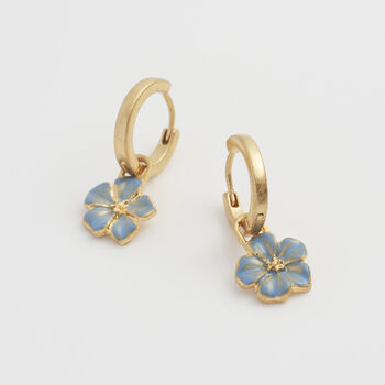Forget Me Not Flower Huggie Earrings, 2 of 9