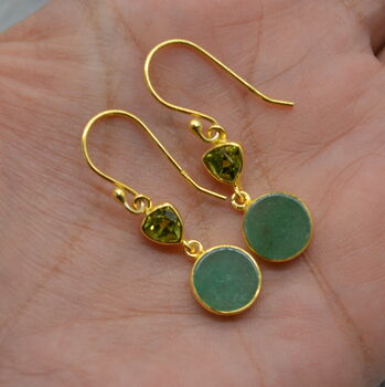 Peridot Jade Earrings: Gold Or Silver, Dangle Drop, 4 of 10