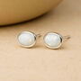 Sterling Silver White Opal Oval Stud Earrings, thumbnail 1 of 10