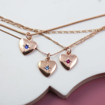 Family Birthstone Layered Heart Necklace, 4 of 4