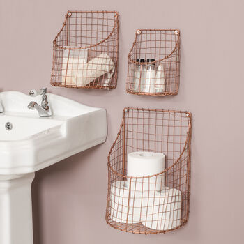 Three Wall Mounted Copper Home Storage Baskets, 9 of 10