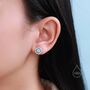 Opal Cz Halo Stud Earrings In Sterling Silver, thumbnail 1 of 10