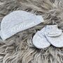 Embroidered Newborn Hat And Booties Gift Set, thumbnail 4 of 6