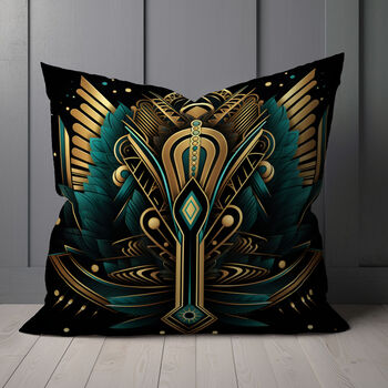 Celestial Aviary Art Deco Crane Poly Linen Cushion, 5 of 7