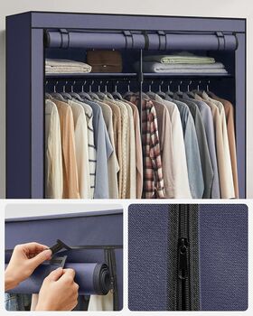 Collapsible Fabric Wardrobe With Rails Clothes Storage, 9 of 12