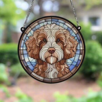 Cavapoo Brown And White Stained Glass Effect Suncatcher, 2 of 3