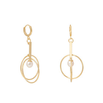 Double Circle Hoop Earring With Pearl, 2 of 4