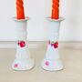 Pair Of Vintage Porcelain Floral Candlesticks ~ 30, thumbnail 2 of 6