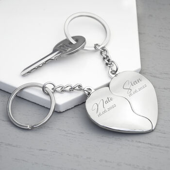 Personalised Joining Hearts Special Date Keyring Set, 3 of 5