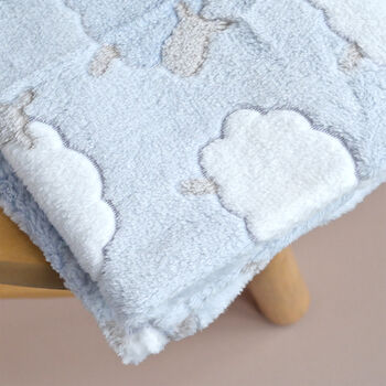 Personalised Blue Fleece Lamb Baby Blanket, 4 of 7