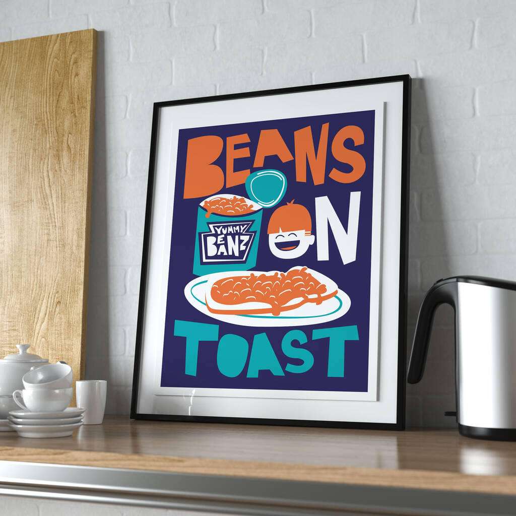 Beans On Toast Kitchen Print, 1 of 3