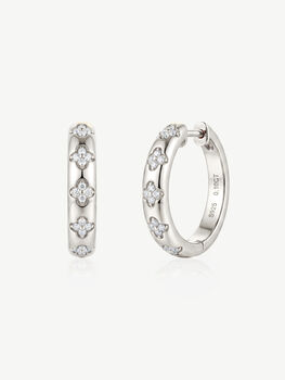 Gold Or Silver Moissanite Flower Hoop Earrings, 4 of 7