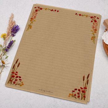 A4 Kraft Letter Writing Paper With Poppies And Reeds, 3 of 4
