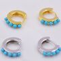 Turquoise Stones Huggie Hoop Earrings, thumbnail 1 of 12