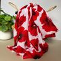 Bold Red Poppy Print Frayed Scarf In White, thumbnail 1 of 3