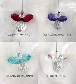 Crystal Hanging Guardian Angel, Birthstone, 2 of 4
