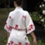 Organic Short Cotton Kimono: White With Hearts, thumbnail 2 of 2