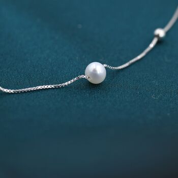 Genuine Pearl Choker Necklace Sterling Silver, 4 of 12