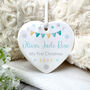 My First Christmas Baby Boy Garland Ceramic Heart Hanging Decoration + Gift Box, thumbnail 3 of 7