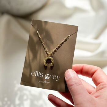 Gold Cz Encrusted Horse Shoe Necklace, 4 of 4