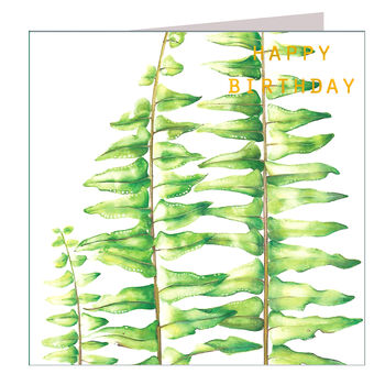 Gold Foiled Sword Fern Birthday Card, 2 of 3