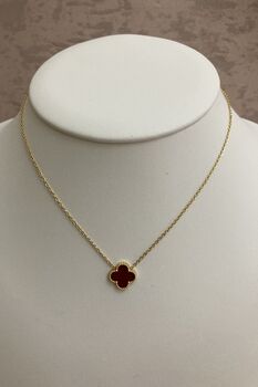 Double Sided Maroon Single Clover Necklace, 2 of 6