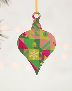 Christmas Tree Decoration, Bright Geometric Set Of Four, 4 of 4