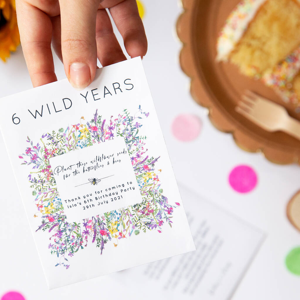 10 'Wild Years' Wildflower Seed Packet Party Favours, 1 of 8