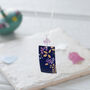 Blue Gold Colour Print Rectangle Pendant And Crystal, thumbnail 3 of 4