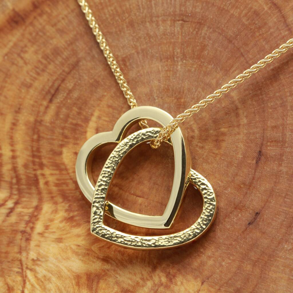 Handmade Linked Open Gold Hearts Pendant By Jacqueline & Edward ...