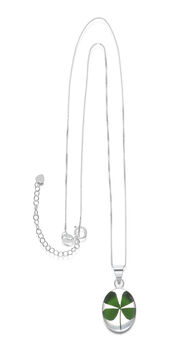 Real Four Leaf Clover Silver Pendant Necklace, 4 of 10