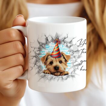 Personalised Norfolk Terrier Birthday Break Through Dog, 7 of 8