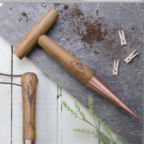 Personalised Copper And Wood Garden Dibber With Guide, 1 of 2