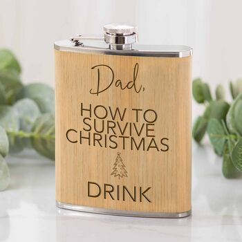 Personalised Bamboo Christmas Hipflask, 2 of 2